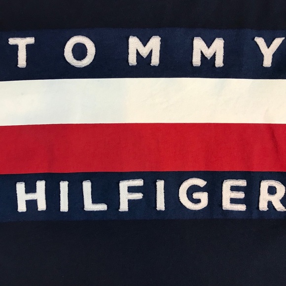 Tommy Hilfiger Men’s Classic Signature Flag Logo Navy Blue T-Shirt Size Large - Picture 2 of 9